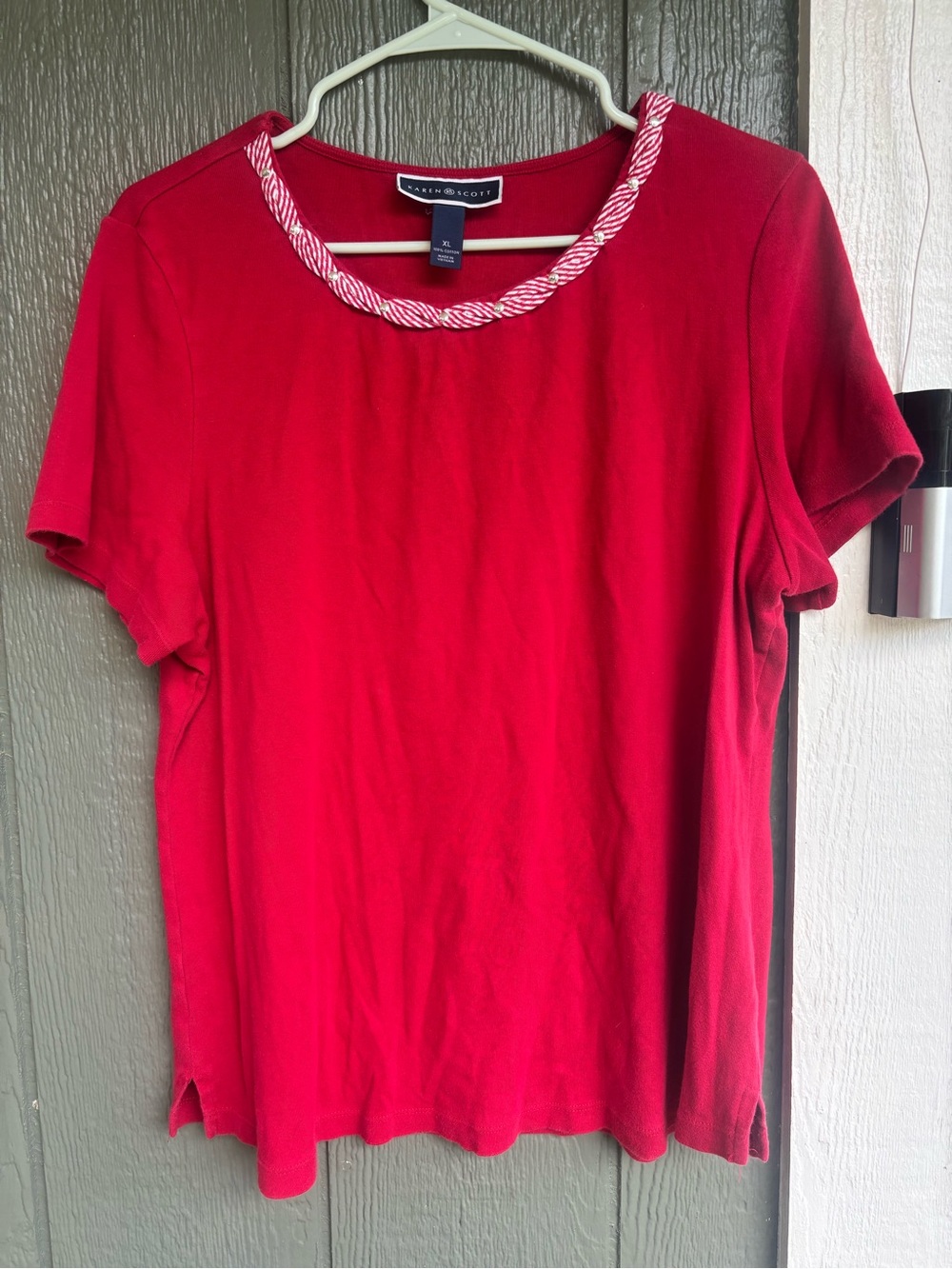 Karen Scott Cotton Embellished Short Sleeve
